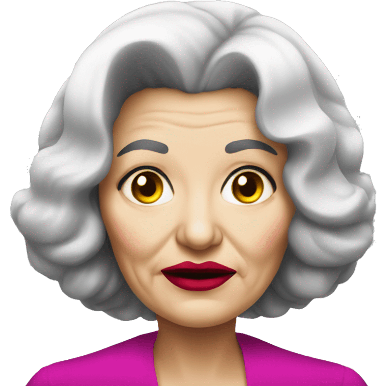 Old scary Russian lady with black hair and hot pink lips emoji