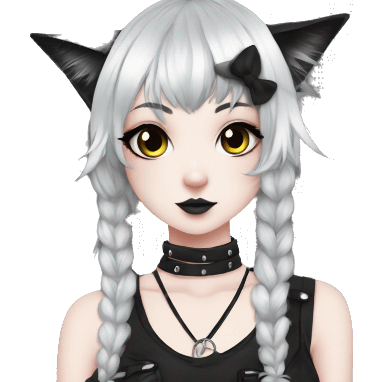 Edgy Kawaii Cute Cool Cartoon Beautiful Elegant Pretty Anime Punk Techwear Gothic Catgirl emoji