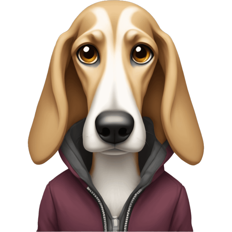 disgruntled Saluki dog wearing a jacket emoji