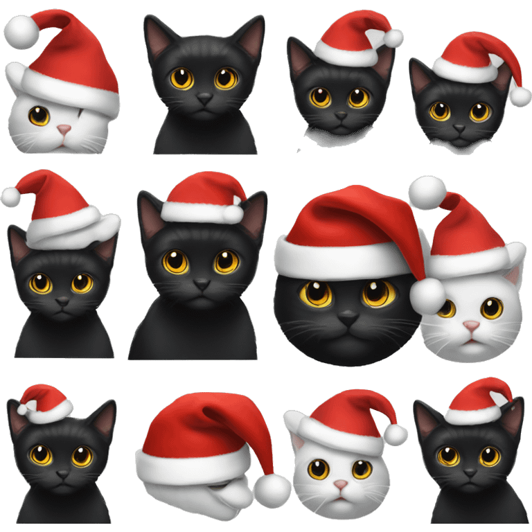 Black cat in Santa hat emoji