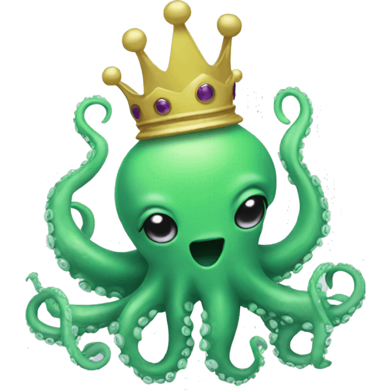 green Alien Octopus with crown emoji