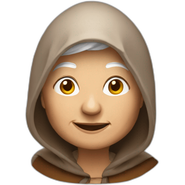 Old woman with a candle lantern wearing brown clothes with a canopie emoji