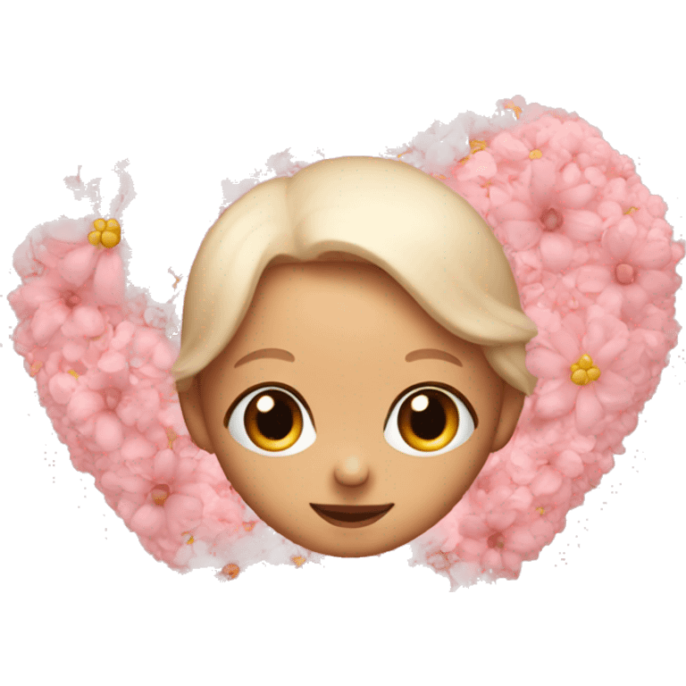 baby pink heart with flowers around emoji