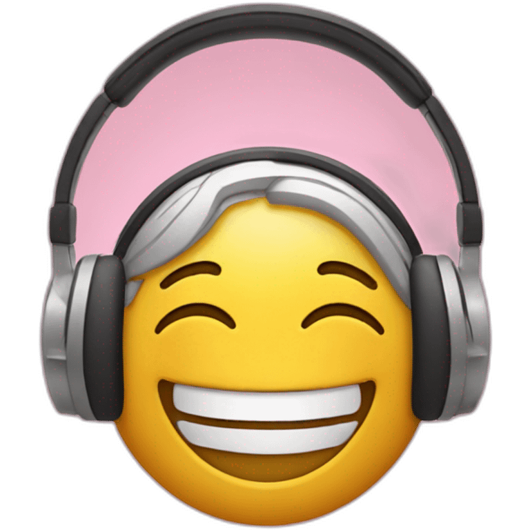 Happy emoji using headphones enjoying music emoji