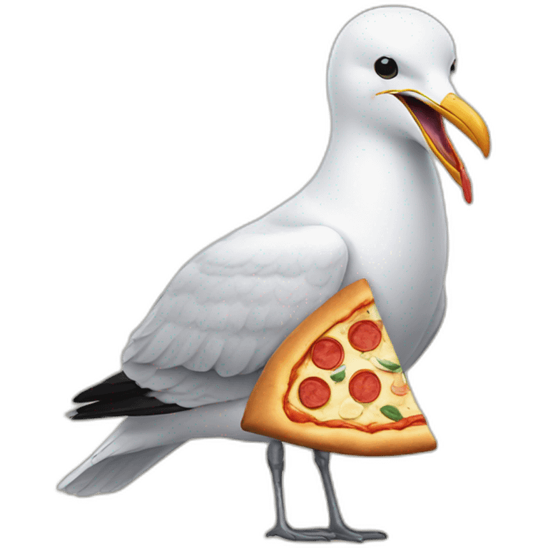 seagull holding pizza slice in beak emoji