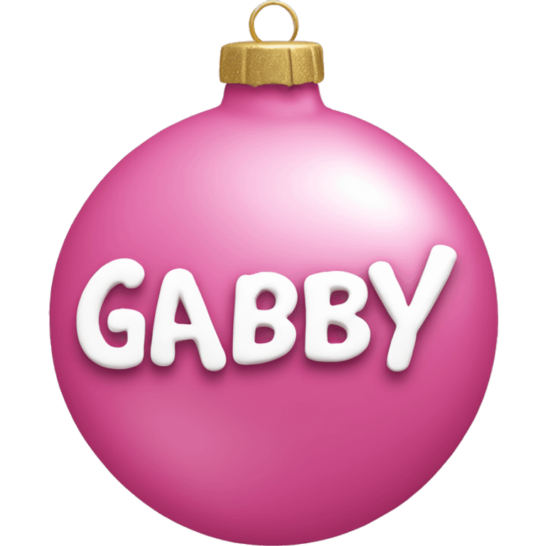 pink ornament with the name gabby on it in cursive emoji