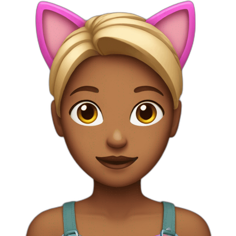 A girl with cat ears emoji