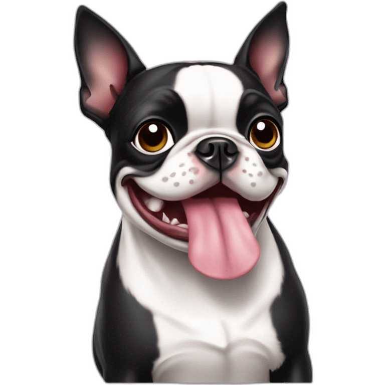 Fat och happy Boston Terrier who loves to eat emoji