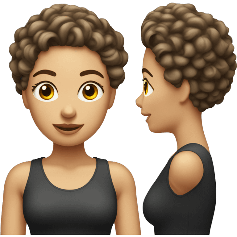 Emoji de mujer con cabello rizado de piel clara levantando una barra olímpica  emoji