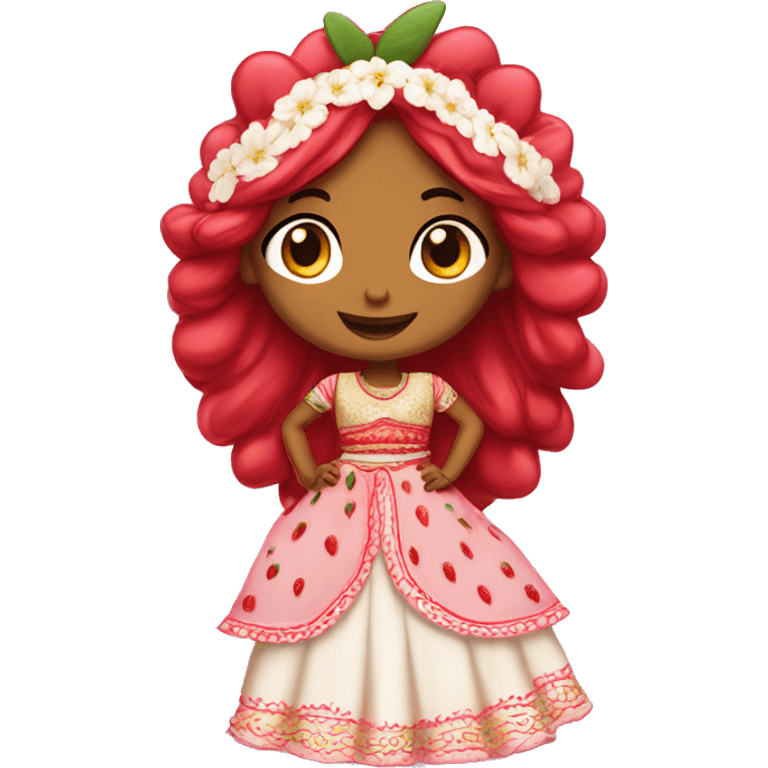 strawberry shortcake in a lehenga  emoji