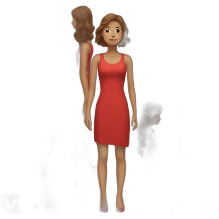 full body of a woman wearing red dress emoji