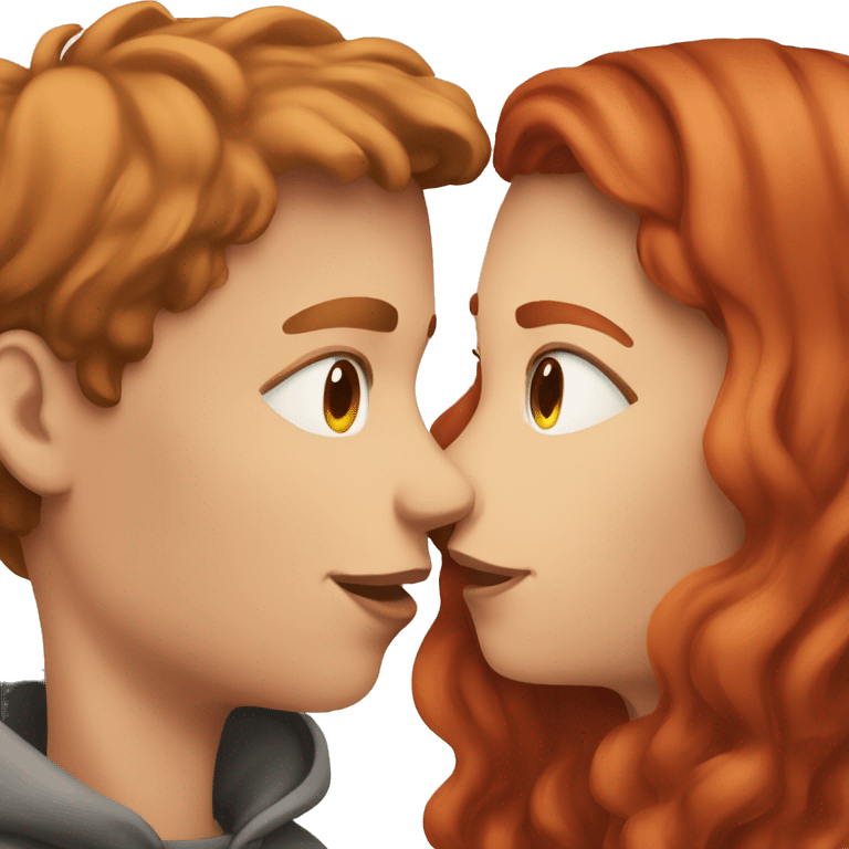 Brown haired girl kissing red headed boy  emoji