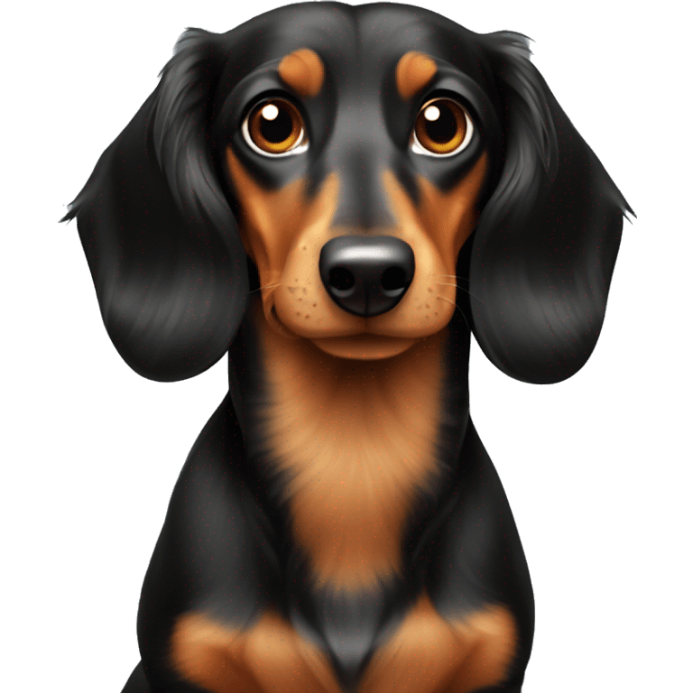 Black and tan long haired dachshund  emoji