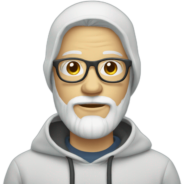 White bearded man with hoodie and eyeglasses emoji