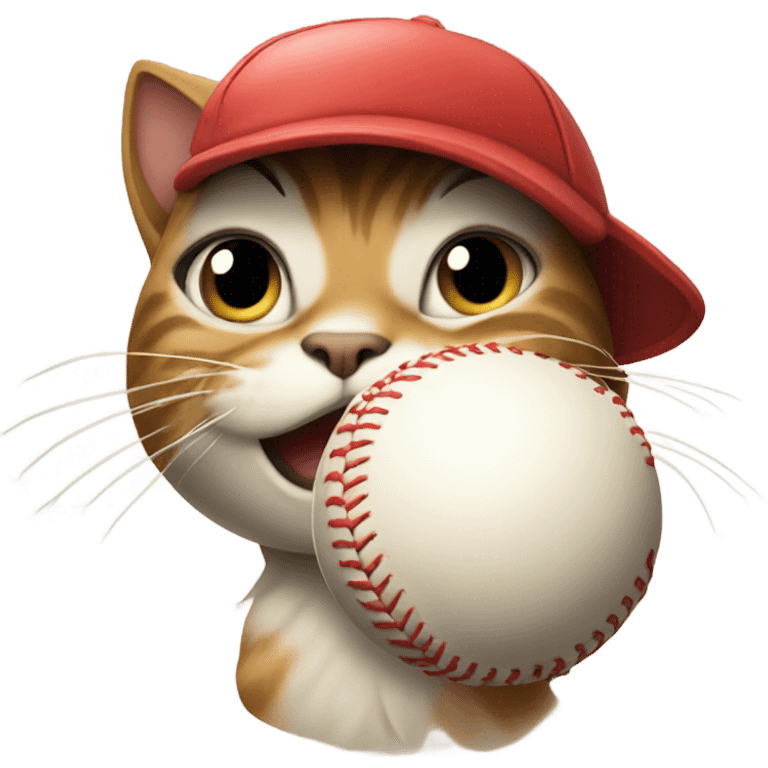 Cat playing baseball emoji