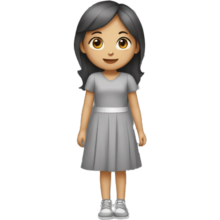 girl in a gray dress with road markings emoji