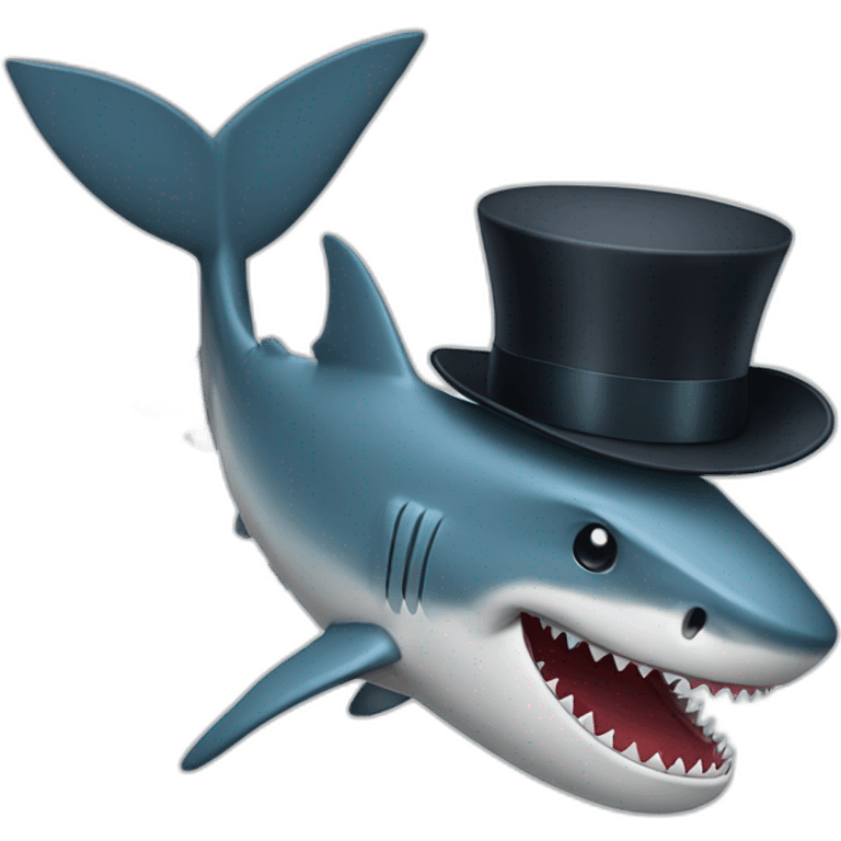 Shark with a top hat emoji