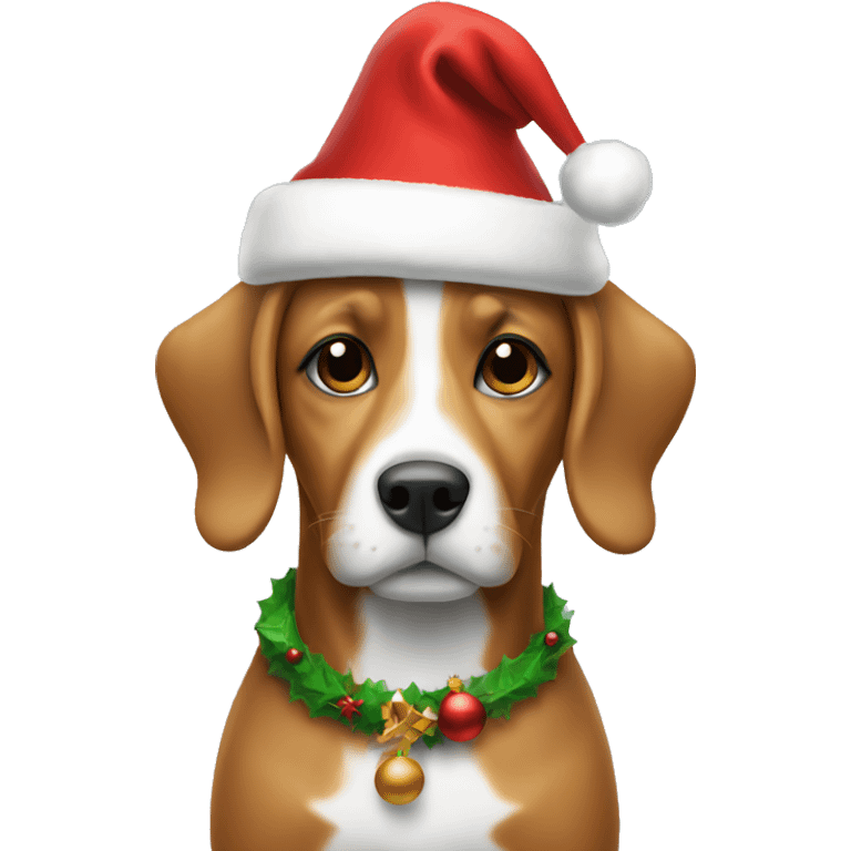 dog wearing a christmas hat emoji