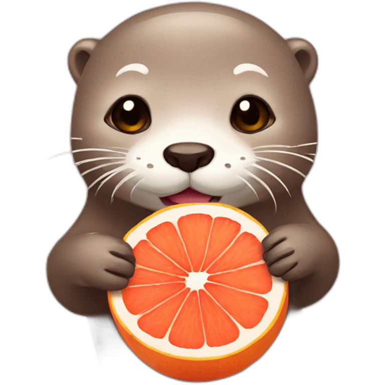 Cute otter with grapefruit emoji