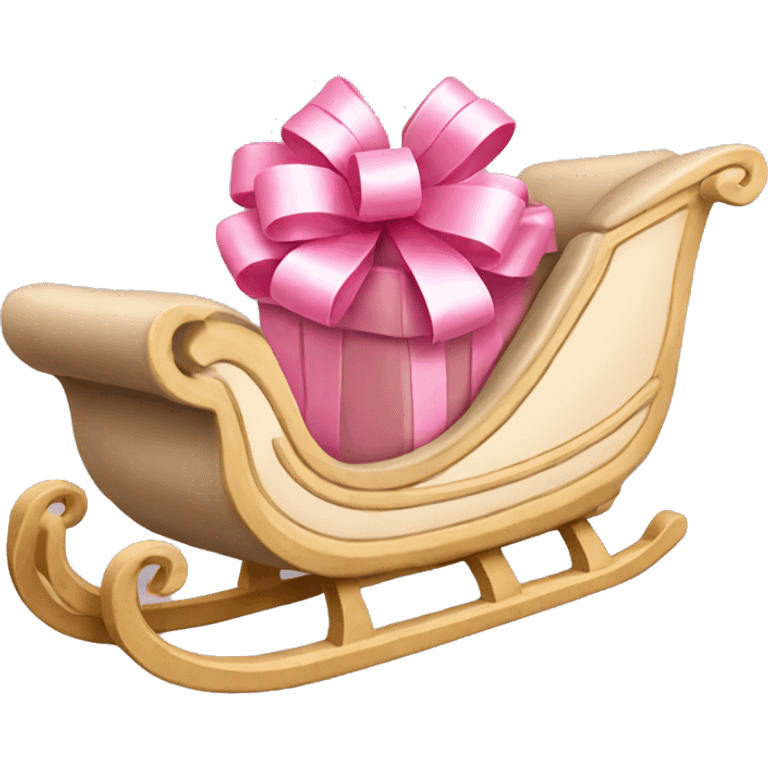 Beige sleigh with pink bows in detail emoji