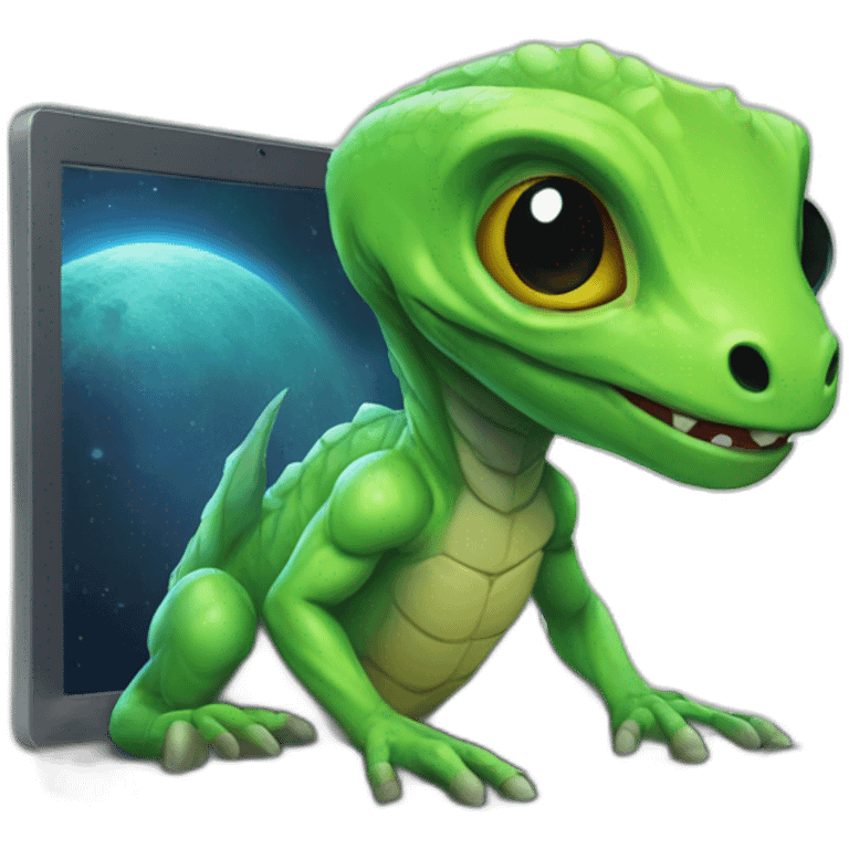 Alien reptile on a laptop emoji