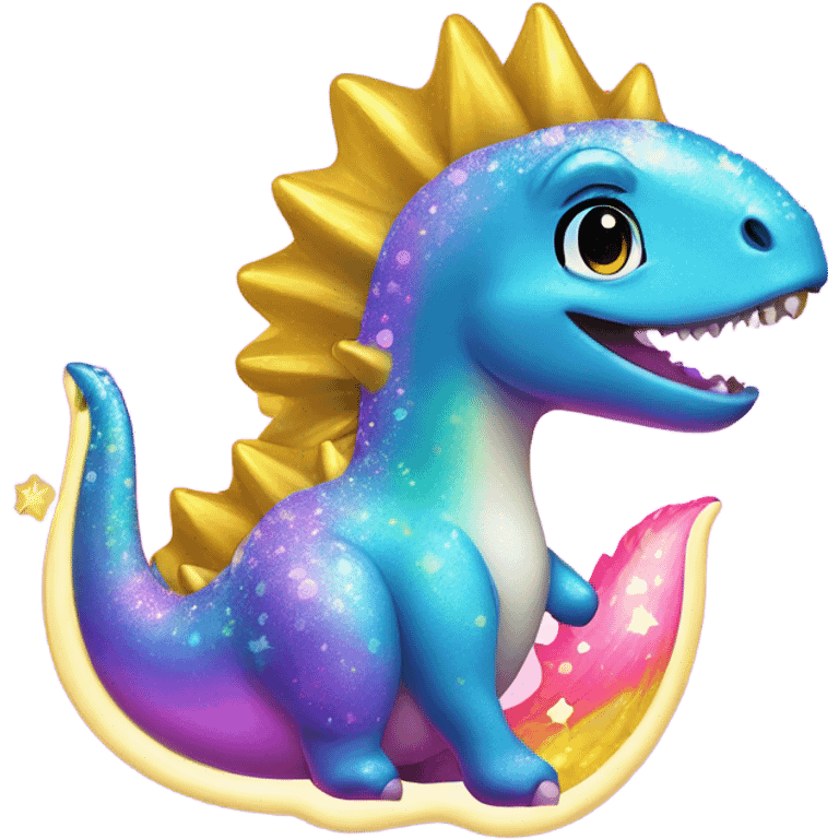 Lisa frank pretty water dinosaur glitter with stars emoji