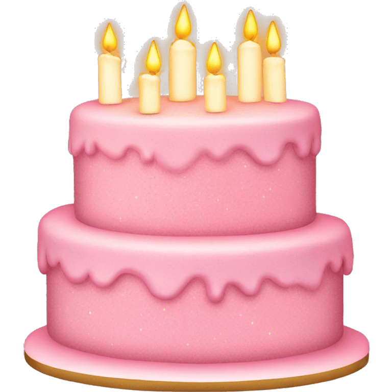 Sparkly light pink two tier birthday cake with candles emoji