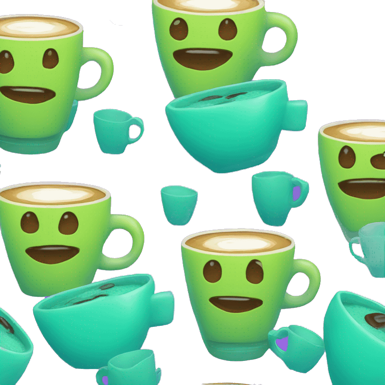 coffee with JITTERY JADE green and VAPORWAVE BLUE colors emoji