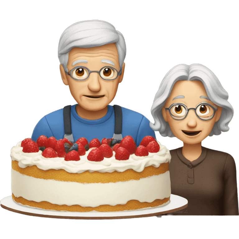 A cake with an elderly man emoji