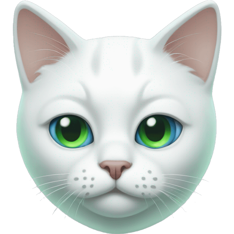 White cat with one eye blue And the other green emoji