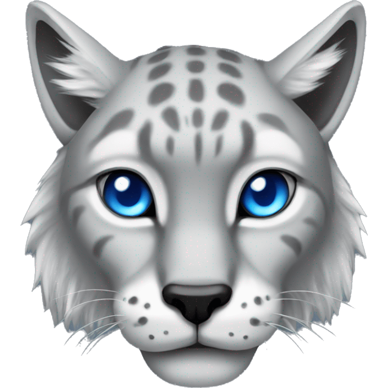 Grey Lynx roaring blue eyes emoji