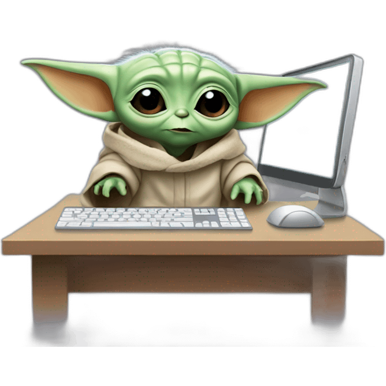 baby yoda behind computer emoji