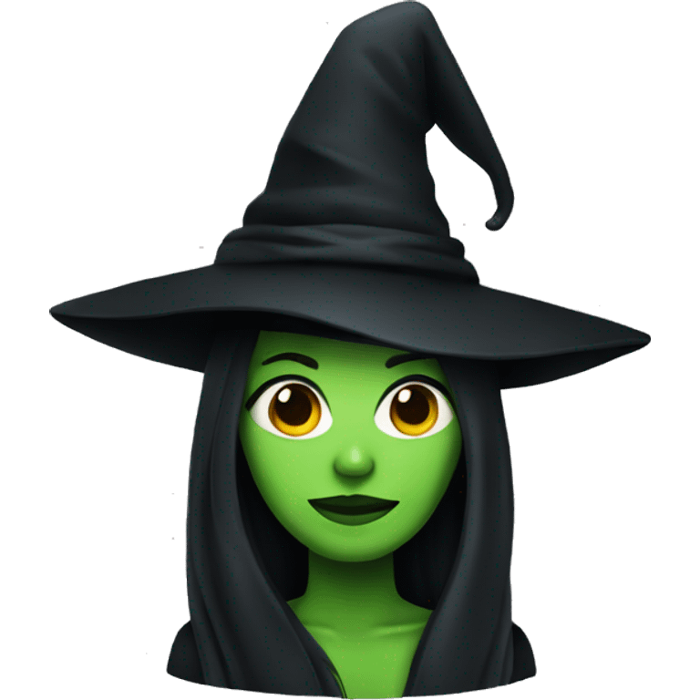 green woman with black witch hat  emoji