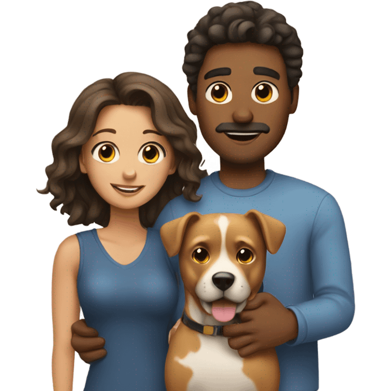 Male with dog and girlfriend emoji