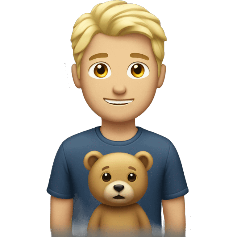 blonde guy with bear emoji