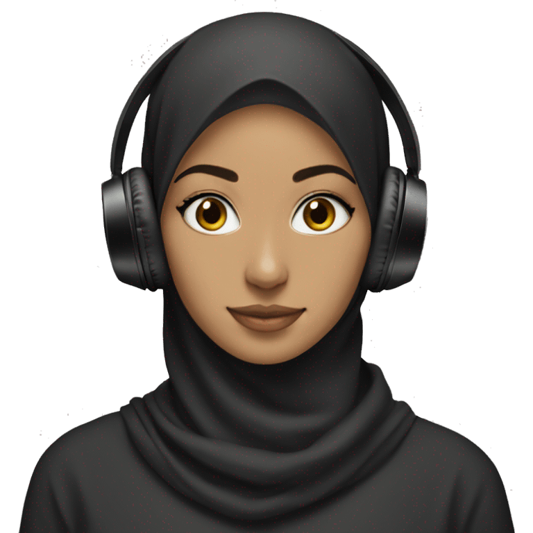 Hijabi with black and white headphone emoji