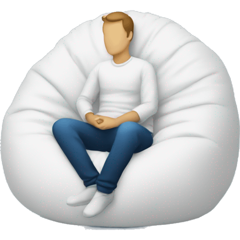 white featureless silhouette of a man sitting on a white beanbag against a blue background emoji