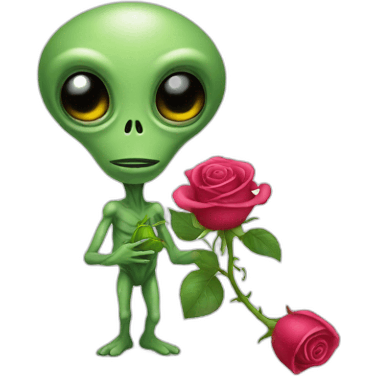 alien with rose in hand emoji