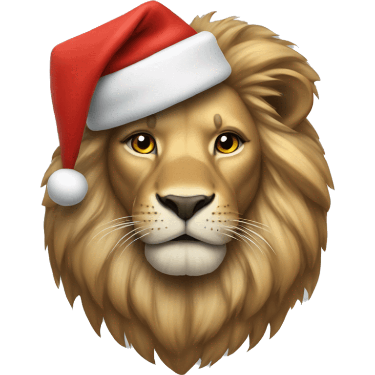 lion in santa claus hat emoji