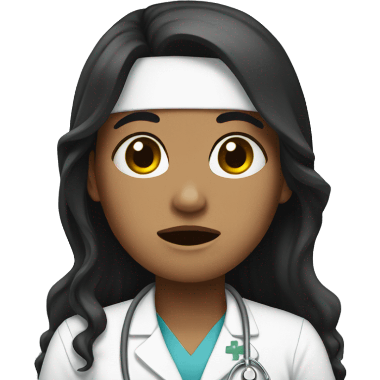 Crying Nurse with black long hair emoji