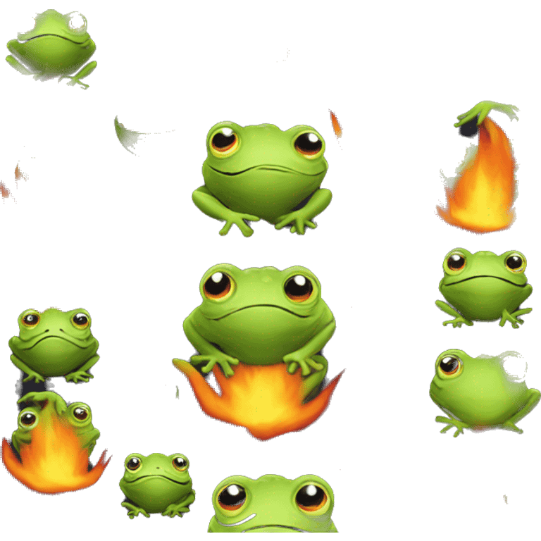 Frog surrounded by fire emoji