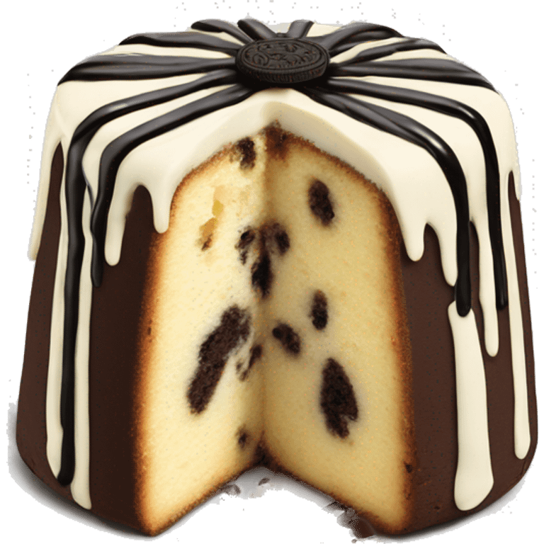 Oreo panettone, white chocolate drip emoji