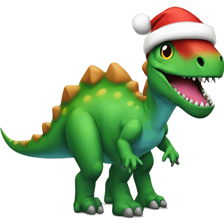 Dinosaur with Santa hat emoji