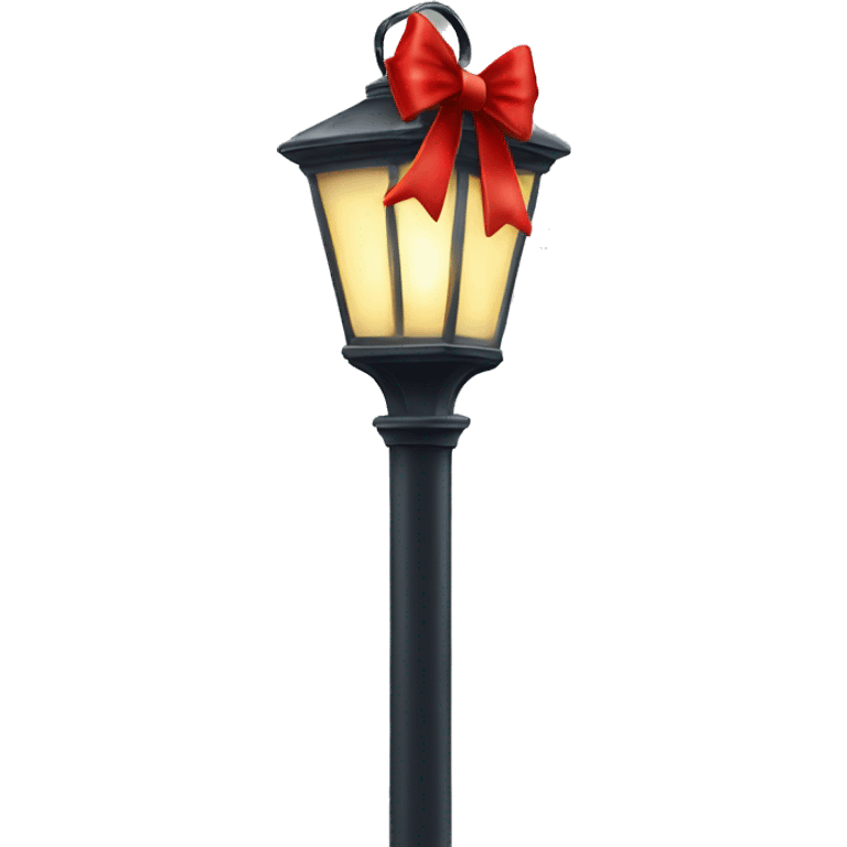 Christmas street light with a red bow emoji