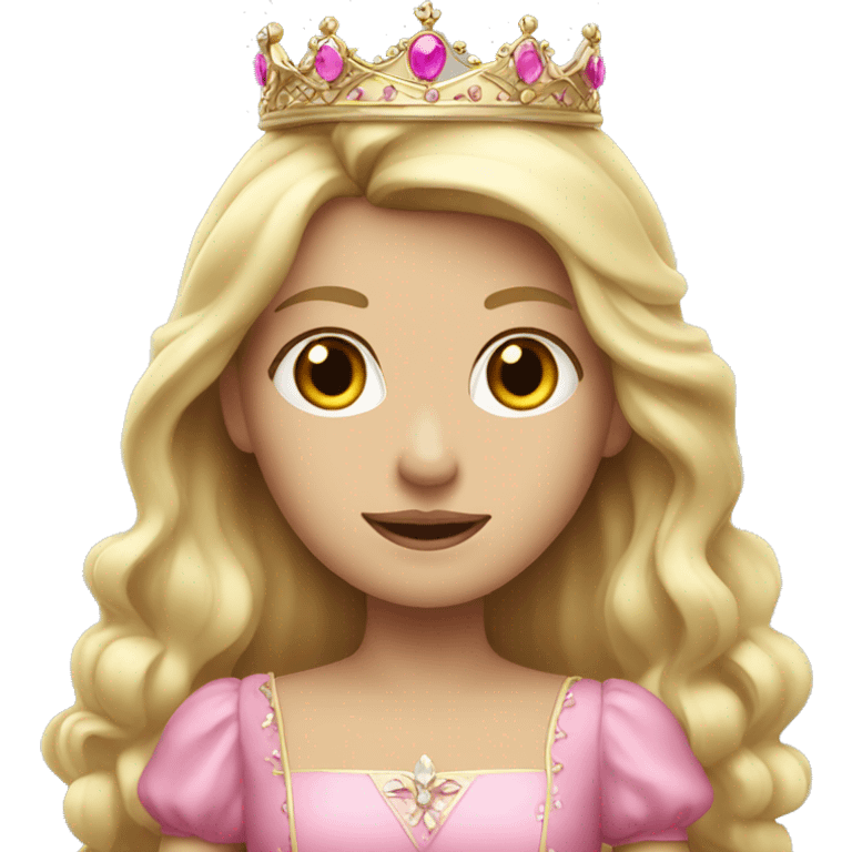 Blonde princess with a pink dress a long hair and a white crown  emoji