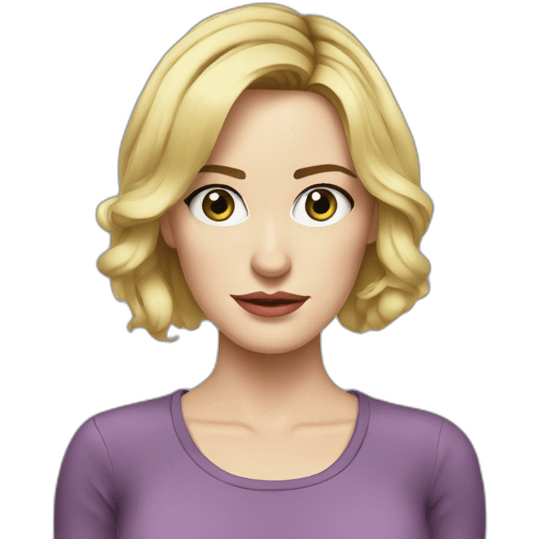 blonde Emily blunt serious cartoon wearing tee emoji