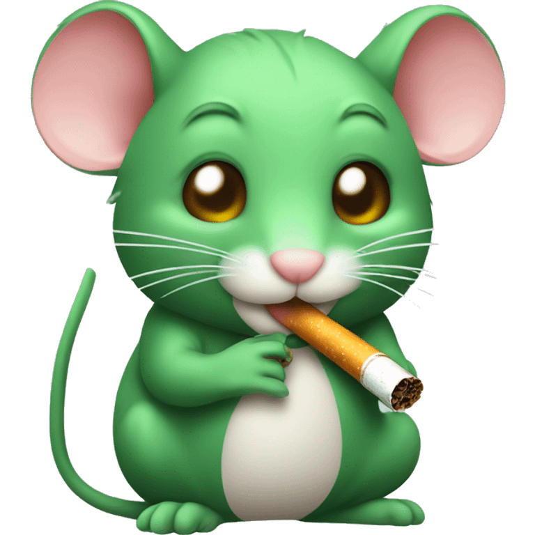 kawaii green rat with a cigarette in his hand emoji