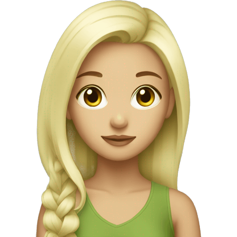 blonde girl with matcha emoji