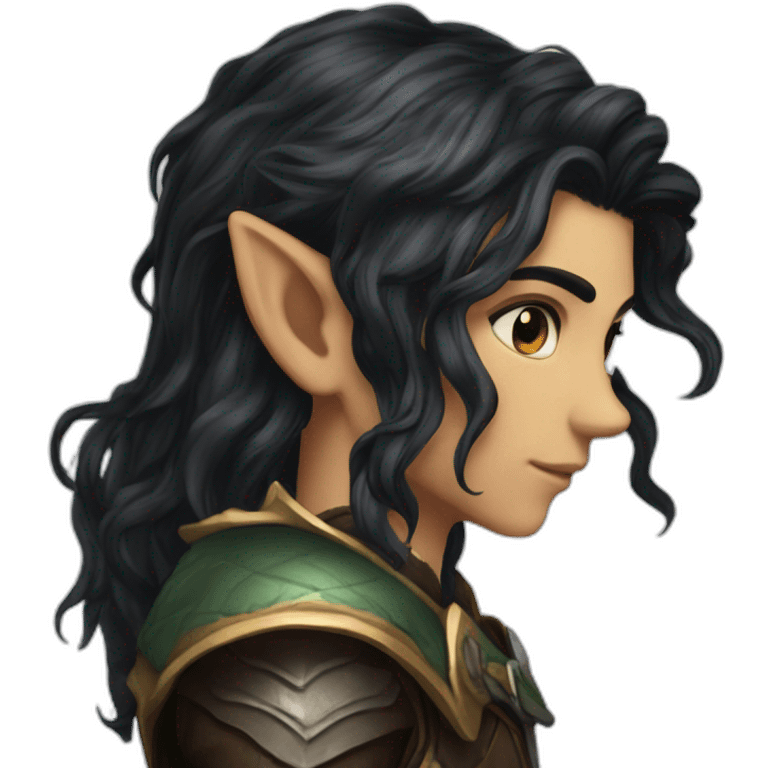 dark choppy hair kind elf ranger attractive emoji