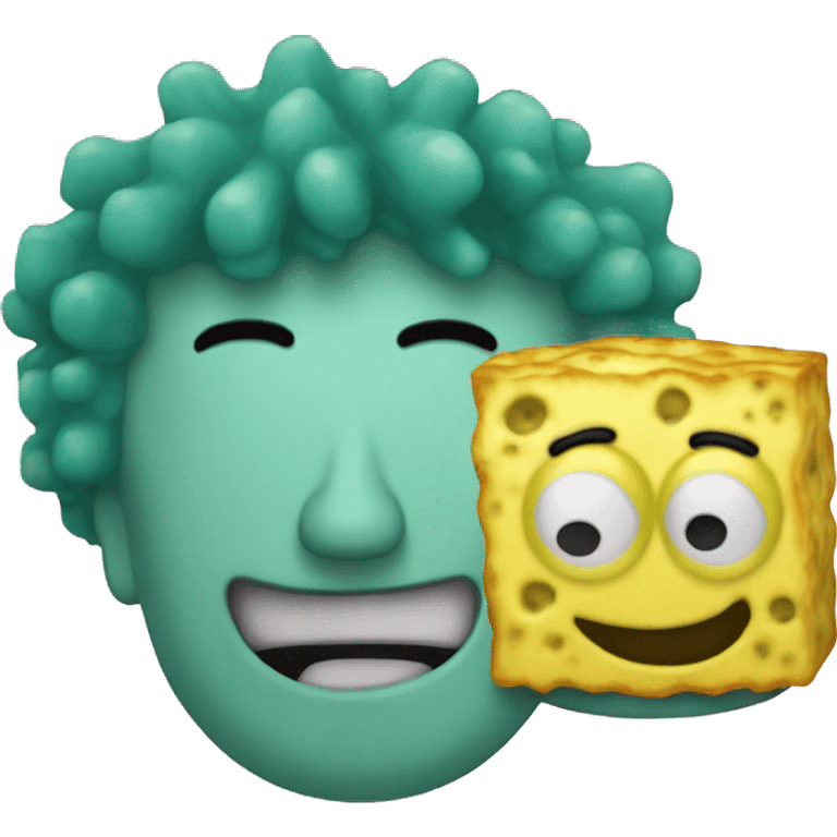 Bob esponja junto a calamardo emoji